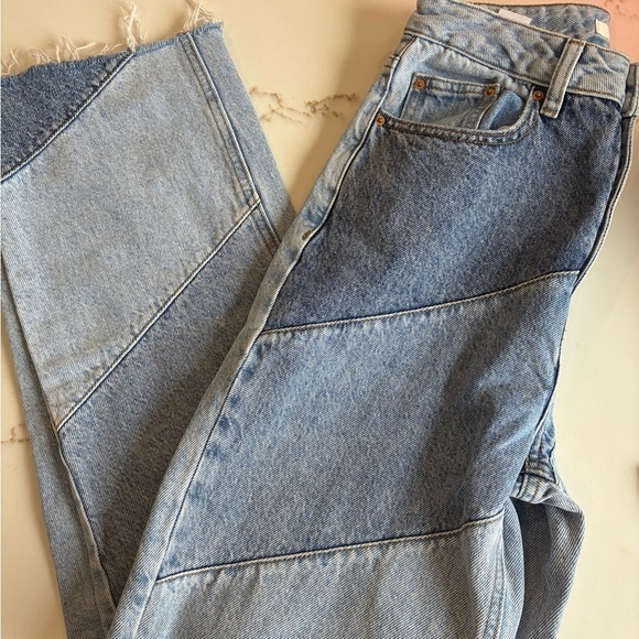 PAC Sun Women's color block Blue Denim 90s boyfriend Jeans - Picture 1 of 2